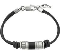 s.Oliver Bracelet en cuir pour homme avec éléments en acier inoxydable