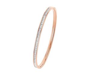 s.Oliver Bracelet-jonc en acier inoxydable pour femme, avec cristal, 6,3 cm, couleur rose, Livré dans une boîte cadeau de bijoux