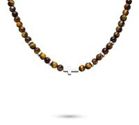 s.Oliver Bracelet ou collier à perles pour homme avec détails en acier inoxydable