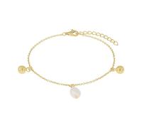 s.Oliver Bracelet pour femme en argent sterling 925 avec perle de culture d'eau douce, 17 + 3 cm, doré, idée cadeau, livré dans une boîte cadeau 2040598