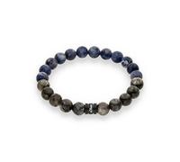 s.Oliver Bracelet pour homme - Aspect perle - Bleu IP - Bracelet textile réglable jusqu'à 22 cm - Imperméable et doux pour la peau
