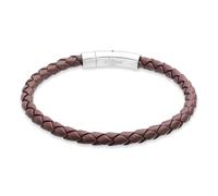 s.Oliver Bracelet pour homme en cuir véritable - Marron IP - 22 cm - Imperméable et doux pour la peau