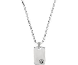 s.Oliver Chaîne avec pendentif Acier inoxydable Collier pour hommes, 55+5 cm, Argent, Boussole, Livré en boîte cadeau de bijoux, 2037997