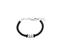 s.Oliver Bracelet en acier inoxydable Cuir Garçons Enfants Bijoux de bras, 16+2 cm, Argent, Livré en boîte cadeau de bijoux