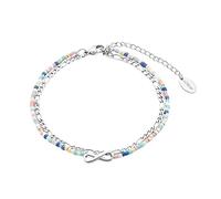 s.Oliver Chaîne de cheville en acier inoxydable Bijoux d'été pour femmes, avec verre, 22+5 cm, argent, Infinity, Livré en boîte cadeau de bijoux