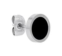 s.Oliver Clous d'oreilles simples en acier inoxydable pour homme avec agate Noir 0,9 cm Livré dans une boîte cadeau