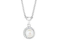 s.Oliver Collier avec pendentif en argent sterling 925 pour femme, avec zircone synthétique, avec perle de culture d'eau douce, 42+3 cm, argent, livré dans un coffret cadeau, 2022755