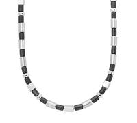 s.Oliver Collier en acier inoxydable Bois Hommes Collier, 45 cm, Argent, Livré dans une boîte cadeau de bijoux