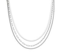 s.Oliver Collier élégant en acier inoxydable poli - Argenté - Chaîne gourmette de 54 cm - Imperméable et doux pour la peau