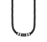 s.Oliver collier en acier inoxydable cuir hommes, 47+3 cm, argent, Livré dans une boîte cadeau de bijoux