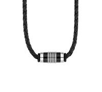 s.Oliver collier en acier inoxydable cuir hommes, 47+3 cm, bicolore, Livré en boîte cadeau de bijoux