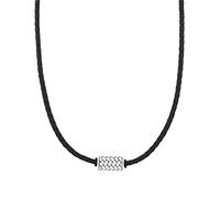 s.Oliver Collier enfant garçon en acier inoxydable et cuir, 40+3 cm, noir, livré dans un coffret cadeau, 2031537