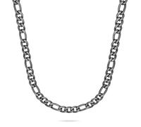 s.Oliver Collier pour homme - Collier en acier inoxydable brossé - IP Gun - Figaro réglable jusqu'à 55 cm - Imperméable et doux pour la peau