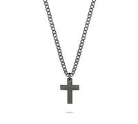 s.Oliver Collier pour homme - Collier en acier inoxydable poli avec pendentif en forme de croix - Noir IP - Chaîne gourmette réglable jusqu'à 55 cm - Imperméable et doux pour la peau
