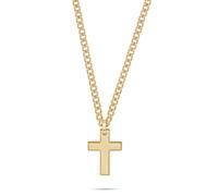 s.Oliver Collier pour homme - Collier en acier inoxydable poli avec pendentif en forme de croix - Or IP - Chaîne gourmette réglable jusqu'à 55 cm - Imperméable et doux pour la peau