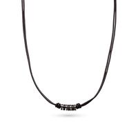 s.Oliver Collier pour homme - En cuir véritable - Marron IP - Chaîne d'ancre réglable jusqu'à 50 cm - Imperméable et doux pour la peau