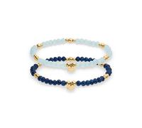 s.Oliver Ensemble de bracelets élégants en acier inoxydable poli - Or IP - Chaîne à billes réglable jusqu'à 18 cm - Imperméable et doux pour la peau