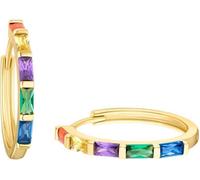 s.Oliver Femme Créoles en argent sterling, or, zirconium, multicolore