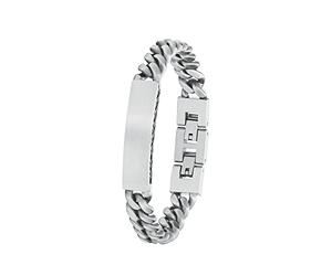 s.Oliver Identarmband Acier inoxydable Bijoux de bras pour hommes, 20+1,5 cm, Argent, Livré en boîte cadeau de bijoux