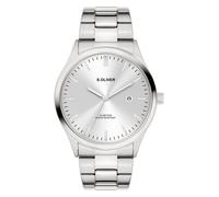 s.Oliver Montre pour Homme - Ronde - Argent - 42 mm - Montre en métal avec Mouvement à Quartz sur Le Bracelet en Acier Inoxydable avec Boucle déployante - Montre analogique - Étanche 5 ATM