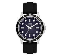 s.Oliver Montre pour Homme - Rond - Argent - 42 mm - Montre en métal avec Mouvement à Quartz sur Le Bracelet en Silicone avec Boucle ardillon - Montre analogique - Étanche 5 ATM - Résistante aux