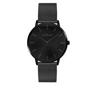 s.Oliver Montre pour Femme - Ronde - Noir - 16 mm - Élégante Montre en métal avec Mouvement à Quartz - Étanche à 3 ATM - Résistante aux Rayures