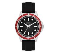 s.Oliver Montre pour Homme - Rond - Argent - 42 mm - Montre en métal avec Mouvement à Quartz sur Le Bracelet en Silicone avec Boucle ardillon - Montre analogique - Étanche 5 ATM - Résistante aux