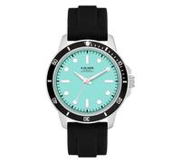 s.Oliver Montre pour Homme - Rond - Argent - 42 mm - Montre en métal avec Mouvement à Quartz sur Le Bracelet en Silicone avec Boucle ardillon - Montre analogique - Étanche 5 ATM - Résistante aux