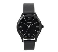 s.Oliver Montre Femme à Quartz analogique, avec Bracelet en Cuir, Noir, étanche à 5 Bar, Livrée dans Une boîte Cadeau de Montre,