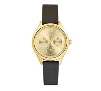 s.Oliver Montre dames à quartz analogique, avec bracelet en cuir, or, 5 bar d'étanchéité, multifonction, Livré dans une boîte cadeau de montres