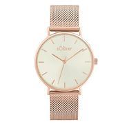 s.Oliver Montre femme à quartz analogique, avec bracelet en acier inoxydable, couleur rose, étanche à 3 bar, Livrée dans une boîte cadeau de montres
