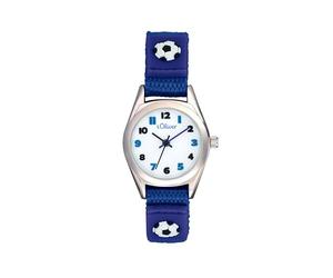 s.Oliver Montre Garçon Montre à quartz analogique pour enfants, avec bracelet en nylon, argent, 3 bar d'étanchéité, Livrée dans une boîte cadeau de montre, 2036766