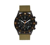 s.Oliver Montre homme chronographe analogique, avec bracelet textile, noir, étanche à 5 bar, Livrée dans une boîte cadeau de montres