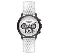 s.Oliver Montre Homme Quartz SO-2398-LC Bracelet Cuir, Blanc/Blanc, TFV8