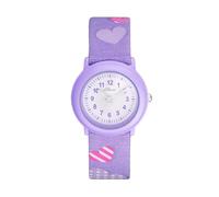 s.Oliver Montre pour enfants Montre à quartz analogique, avec bracelet textile, violet, étanche à 3 bar, Livrée dans une boîte cadeau, 2036750