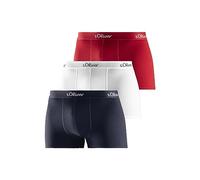 s.Oliver RED LABEL Bodywear LM S.Oliver Boxer Basic 3X Caleçon Boxeur, Rouge/Bleu/Blanc, L (Lot de 3) Homme