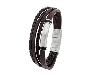 s.Oliver Pour Hommes Bijoux - Bracelet En Leder Et Acier Inoxydabledetails - Classique, Élégant Et Masculin - Parfait Idée Cadeau