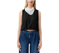Blouse court à ourlet bouffant femme QS Loose Fit Noir 42