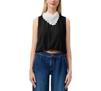 Blouse court à ourlet bouffant femme QS Loose Fit Noir 44