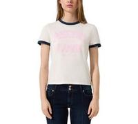 QS T-shirt bleu nuit / rose clair / blanc, Taille S