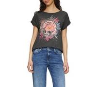 QS 2162987 T-Shirt imprimé sur Le Devant, Noir, L Femmes