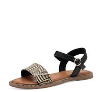 s.Oliver Sandales plates pour femme avec sangle réglable végétalienne, Noir, 40 EU