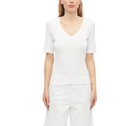 s.Oliver T-Shirt à col en V pour Femme, Coupe ajustée, 2179331, Blanc., 46