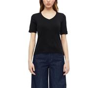 s.Oliver T-Shirt à col en V pour Femme, Coupe ajustée, 2179331, Noir, 44