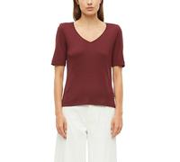 s.Oliver T-Shirt à col en V pour Femme, Coupe ajustée, 2179331, Rouge, 42