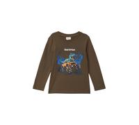 s.Oliver T-Shirt bleu / brun foncé / roseau / blanc, Taille 92-98