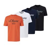 s.Oliver T-Shirt bleu marine / orange / blanc, Taille S