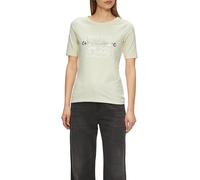 s.Oliver T-Shirt pour Femme avec imprimé sur Le Devant, élastique et Moulant, pour Les Loisirs et la Ville, Beige, 44