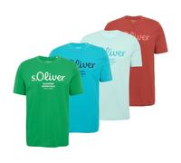 S.Oliver T-Shirt Pour Hommes, Pack De 4 - Basique, Imprimé Logo, Col Rond, Coton
