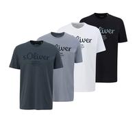 S.Oliver T-Shirt Pour Hommes, Pack De 4 - Basique, Imprimé Logo, Col Rond, Coton